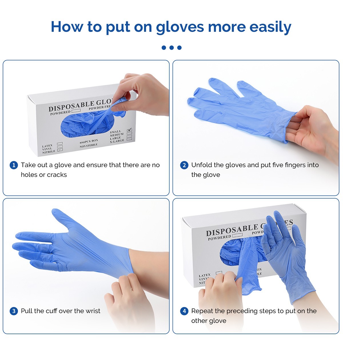 Disposable Glove Blue Nitrile Medical Gloves Powder Free Latex Free Food Grade