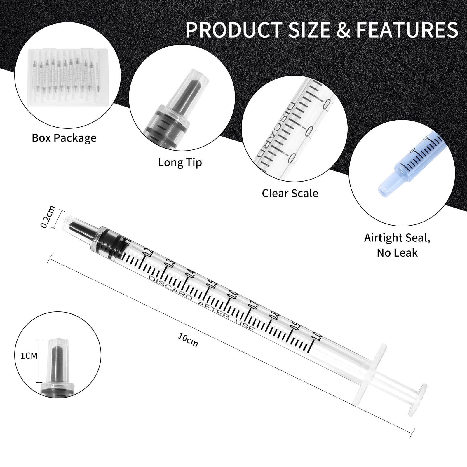 20 Pack 1ml Syringe for Liquid, 1cc Syringes-20pcs, Syringes-20pcs