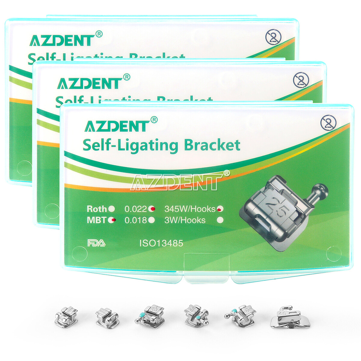Dental Ortho MINI Self-Ligating Brackets 0.022 Roth/MBT345/3 Hooks Braces+ Tools