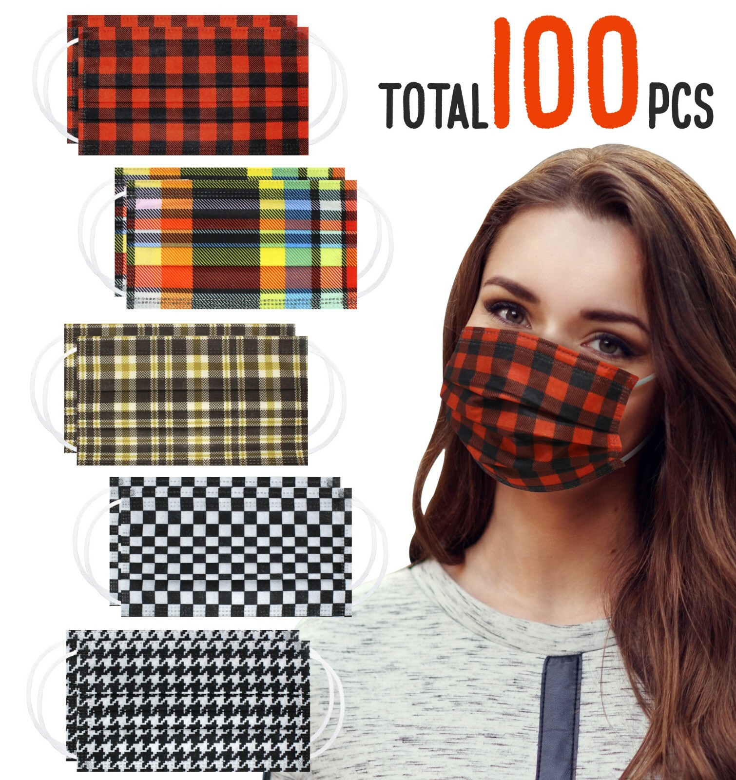 Unisex Adult 3-Ply Dust Protection Single Use Disposable Face Mask – 50, 100 PC