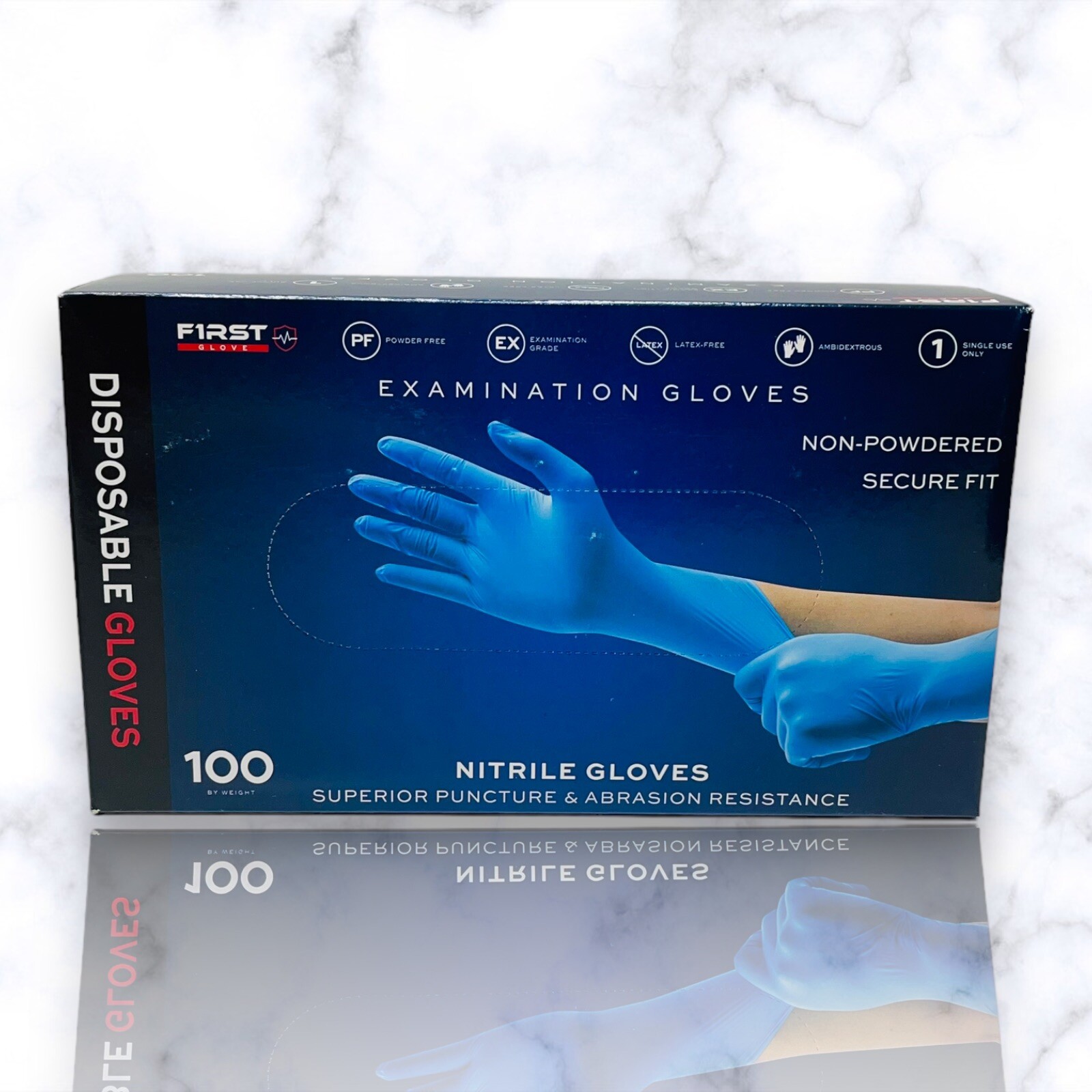 First Glove Blue Nitrile Examination Gloves 3 Mil, Latex Free | Large | 1000