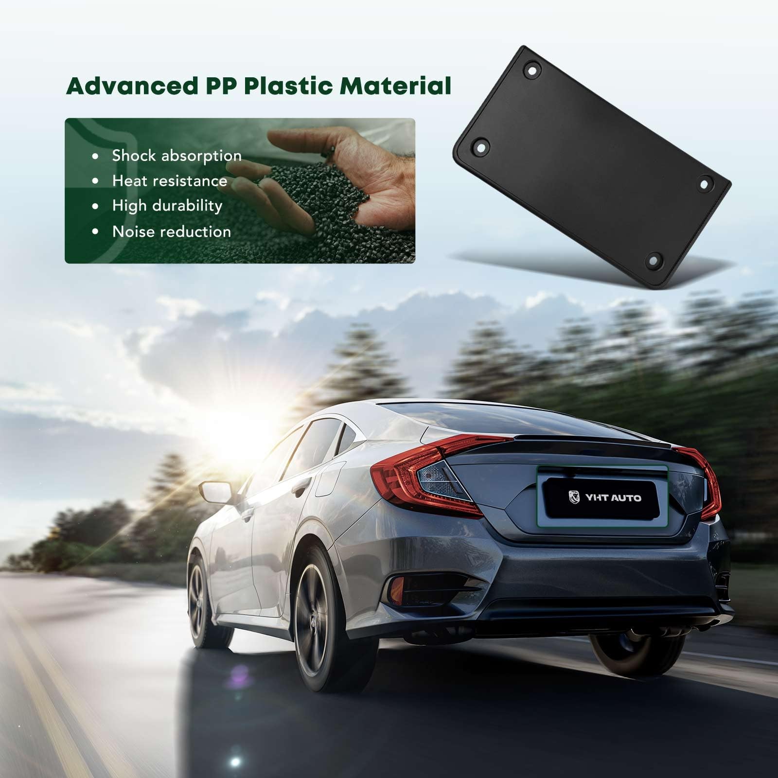 Front License Plate Frame Without Screws No Drill Plastic Black Bumper Bracket