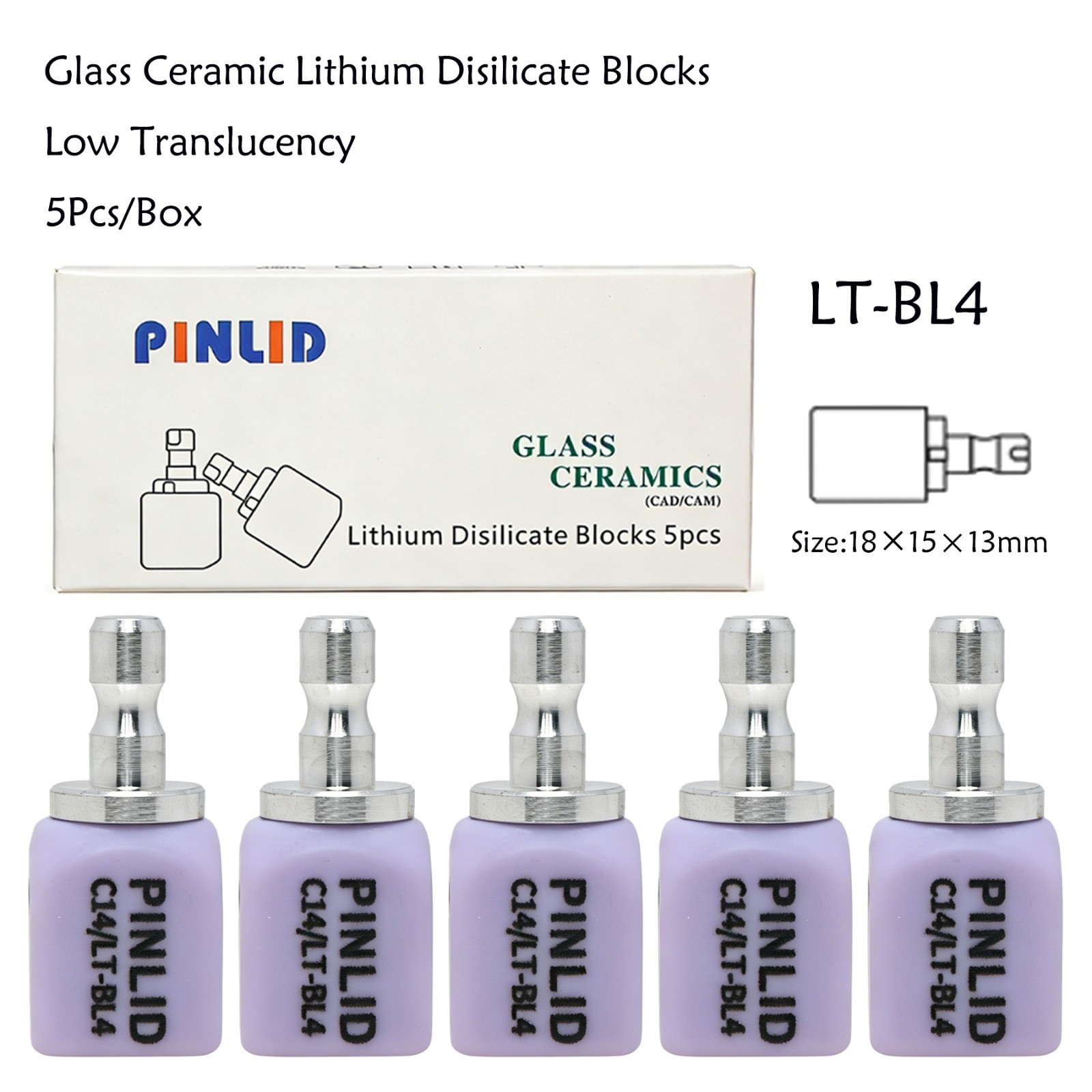 US C14 Emax Dental Glass Ceramic LT Lithium Dislicate CAD/CAM Cerec Blocks 5PCS