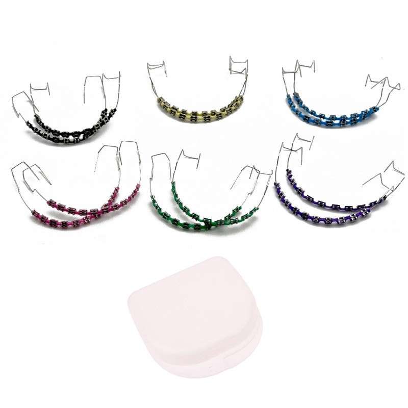 1Pair Fake Braces Colorful Brackets For Teeth Temporary Metal Wires Decoration