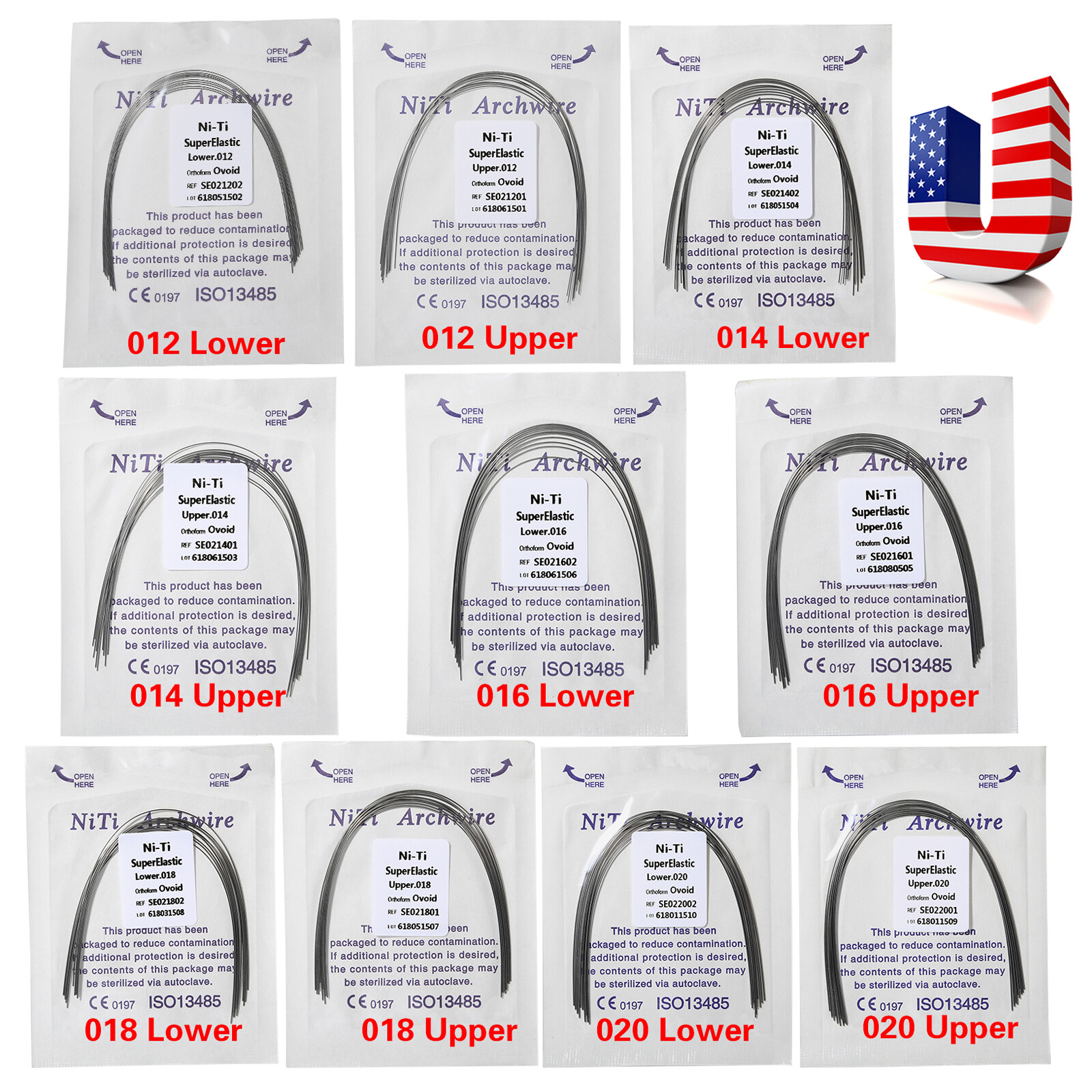 Dental Super Elastic Niti Round Arch Wires Arch Wire for Bracket Braces USA