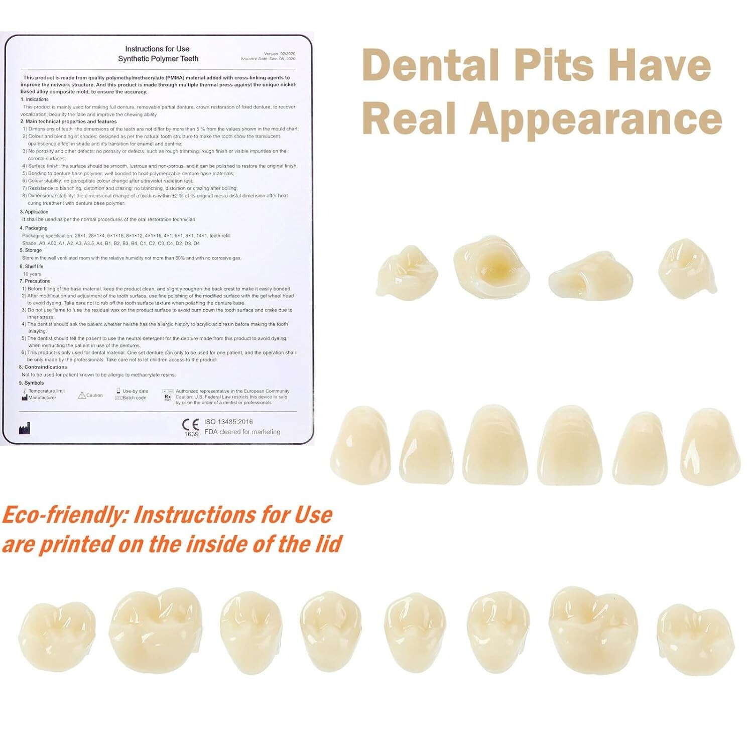28Pcs/Set Dental Acrylic Resin Denture Teeth Full Set Upper&Lower A1/A2/A3