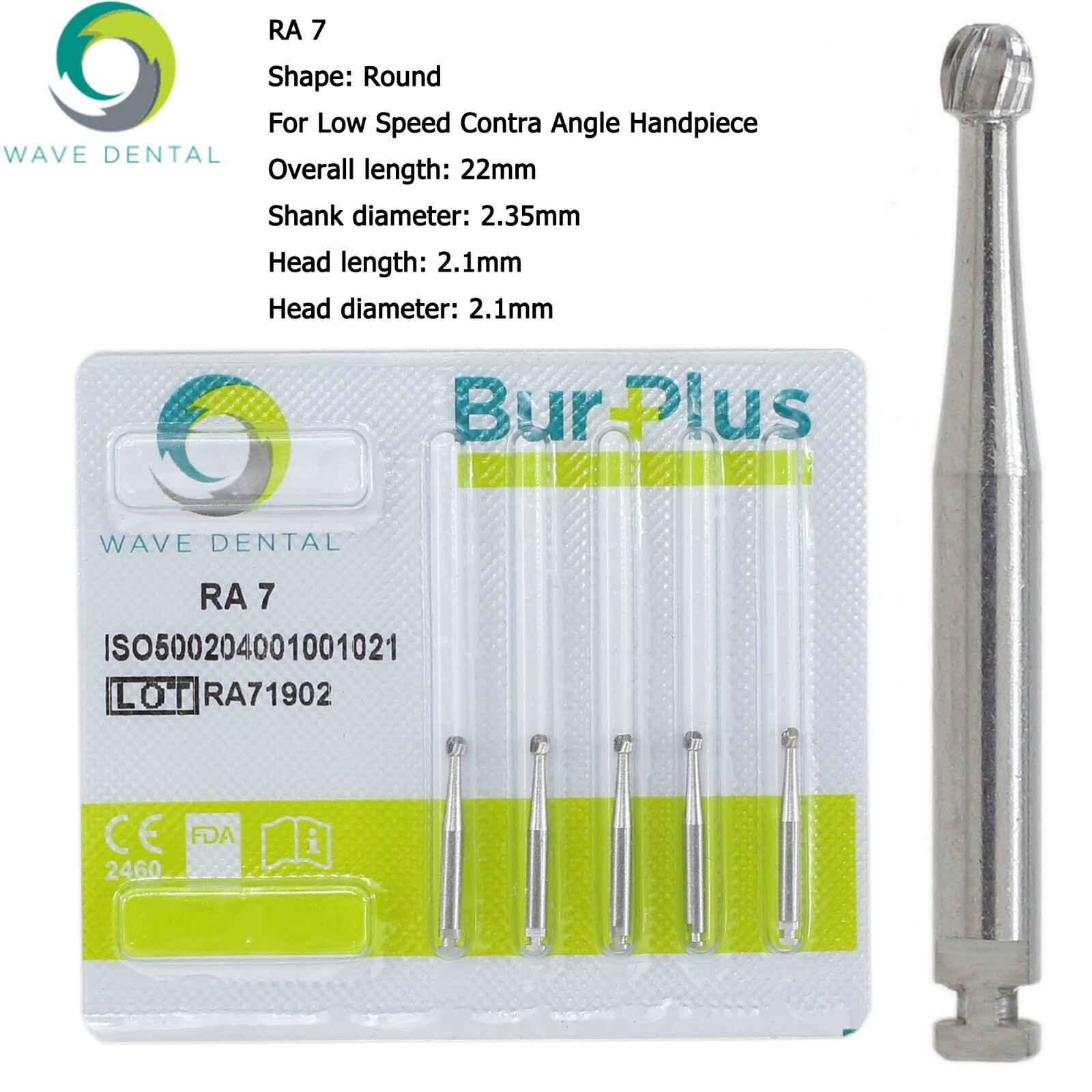 Wave Dental Carbide Round RA Burs Latch Surgical Length Bur RA SURG Contra Angle