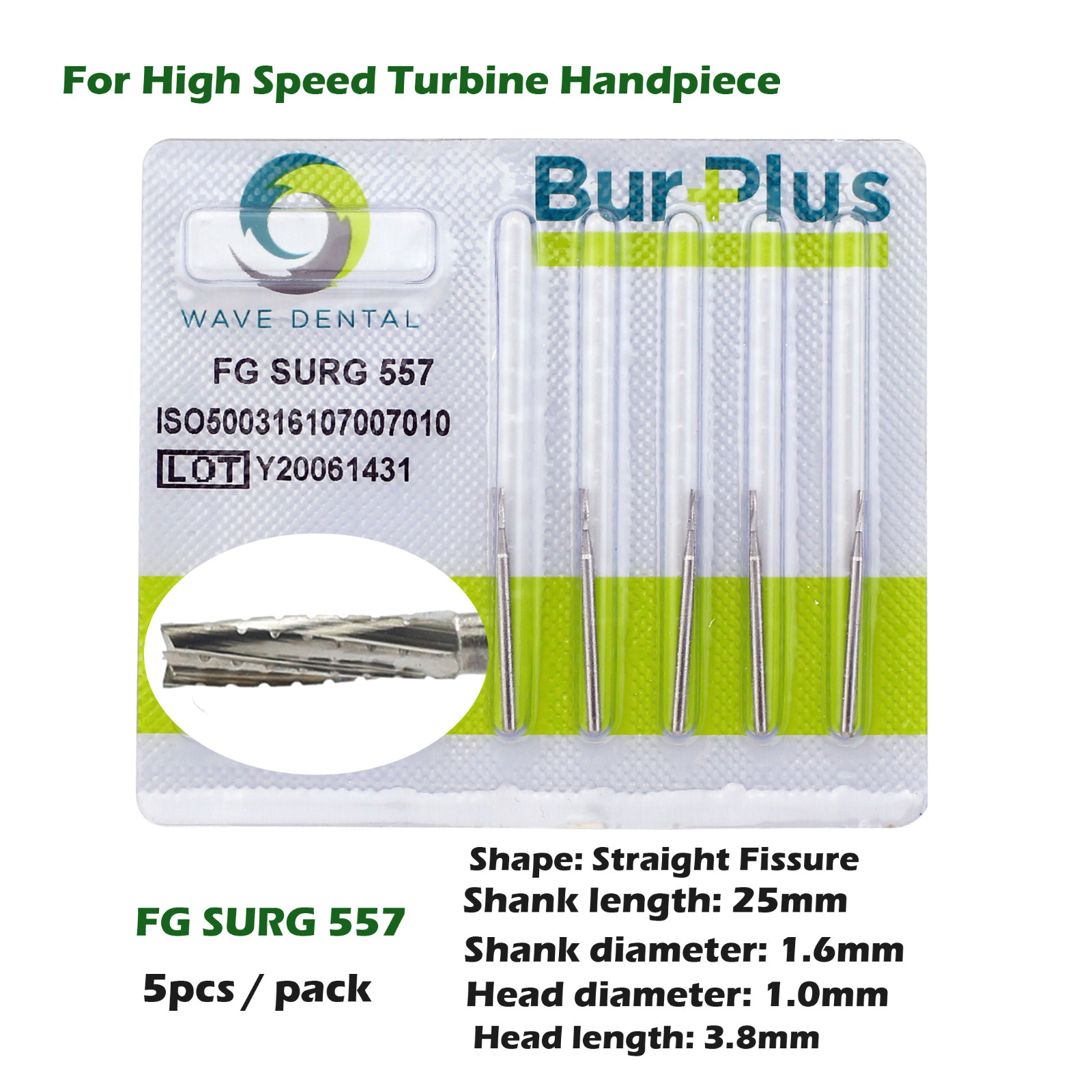 Wave Dental Carbide Burs FGOS Surgical Length 25mm Friction Grip FG 19mm Round