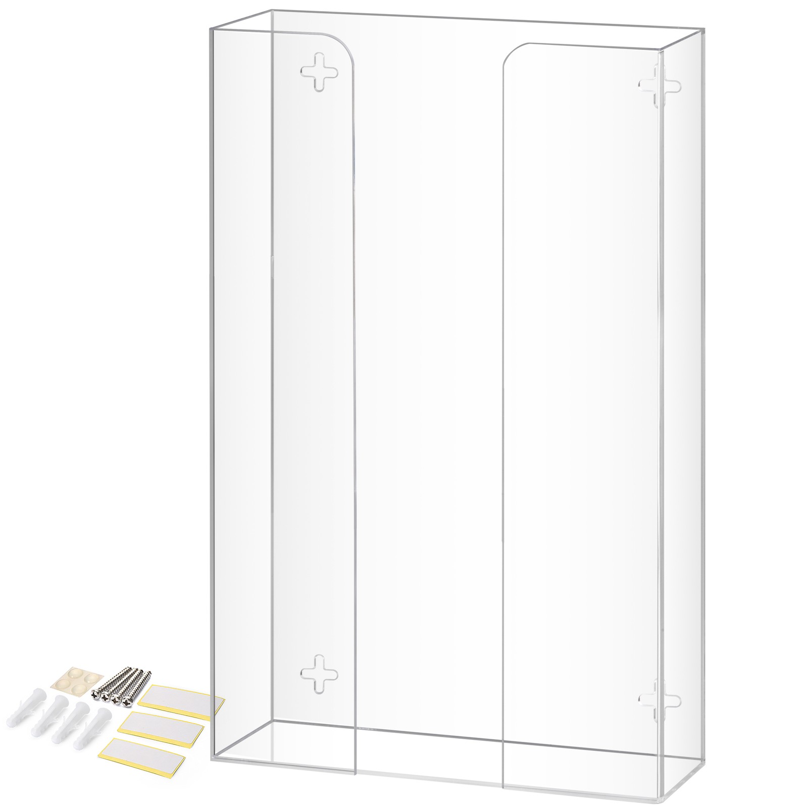 Triple Glove Box Holder Dispenser – Wall Mount or Countertop Load Open Top Clear