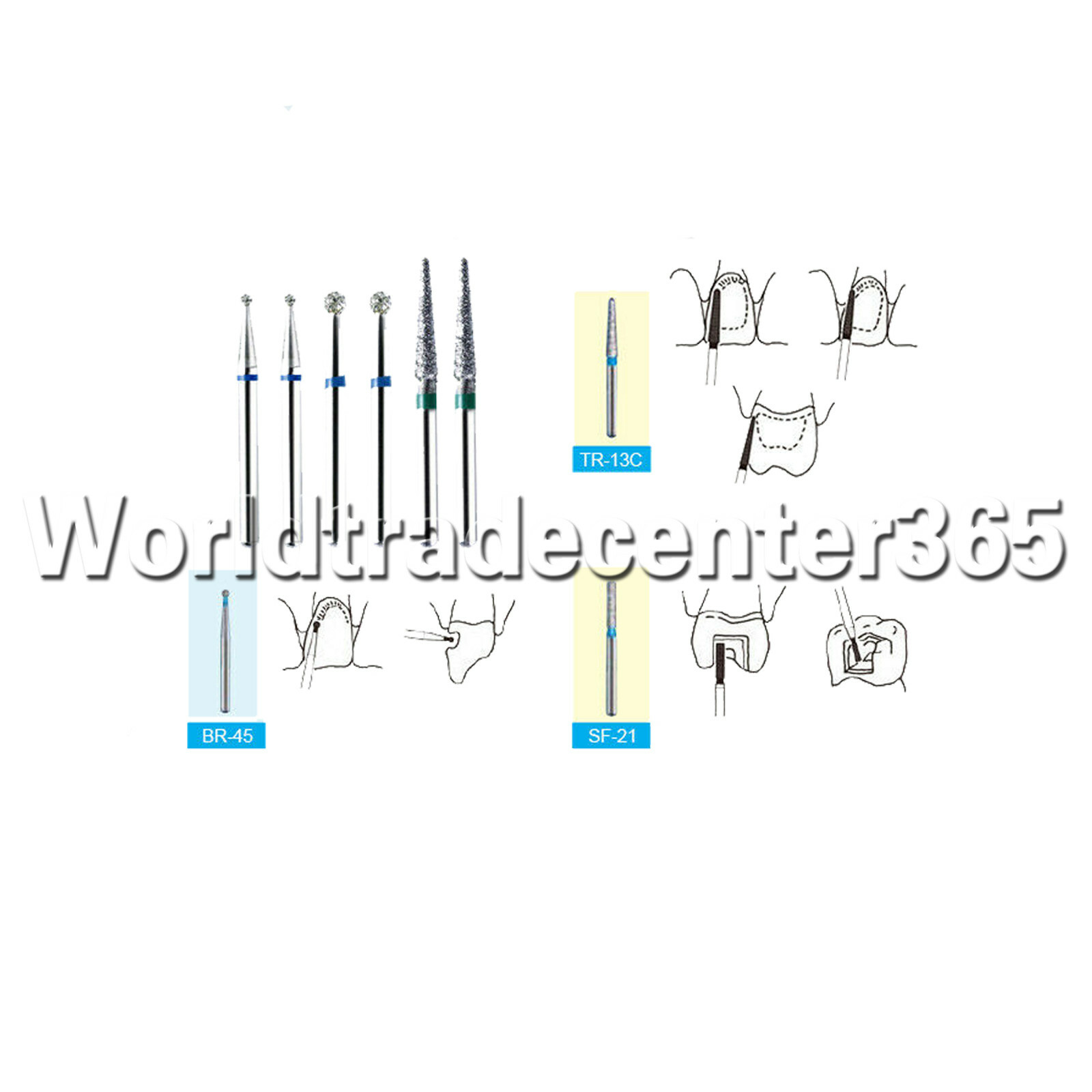 10PCS DIA-BURS Dental High Speed Air Turbine Handpiece FG Diamond Burs 158 Types
