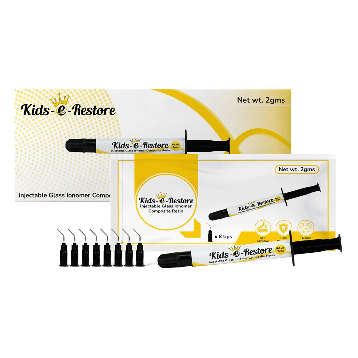 Kids-e-Restore Self Adhesive Flowable GIC Combines glass ionomer strength