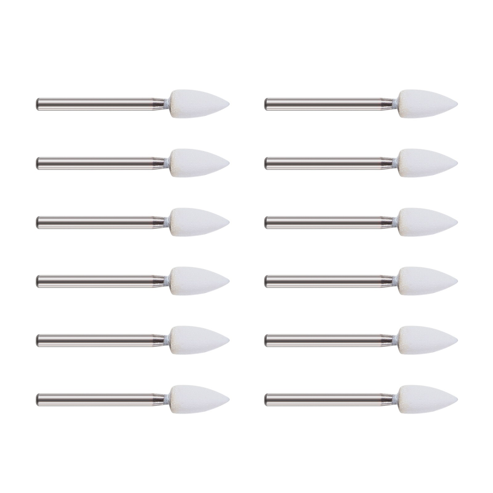 12*Dental Flame Mounted White Stone Polishing Burs FG Abrasion Point Polisher st