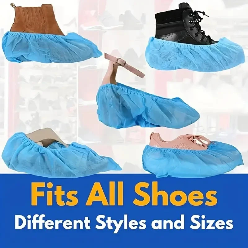 100 Pieces Disposable Plastic Shoe Cover PE Waterproof Shoe Cover for Hotel/Home