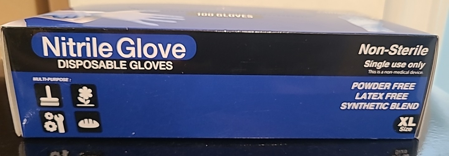 New in Box NITRILE GLOVES CASE (100) pieces size XL x-large Powder Free BLUE