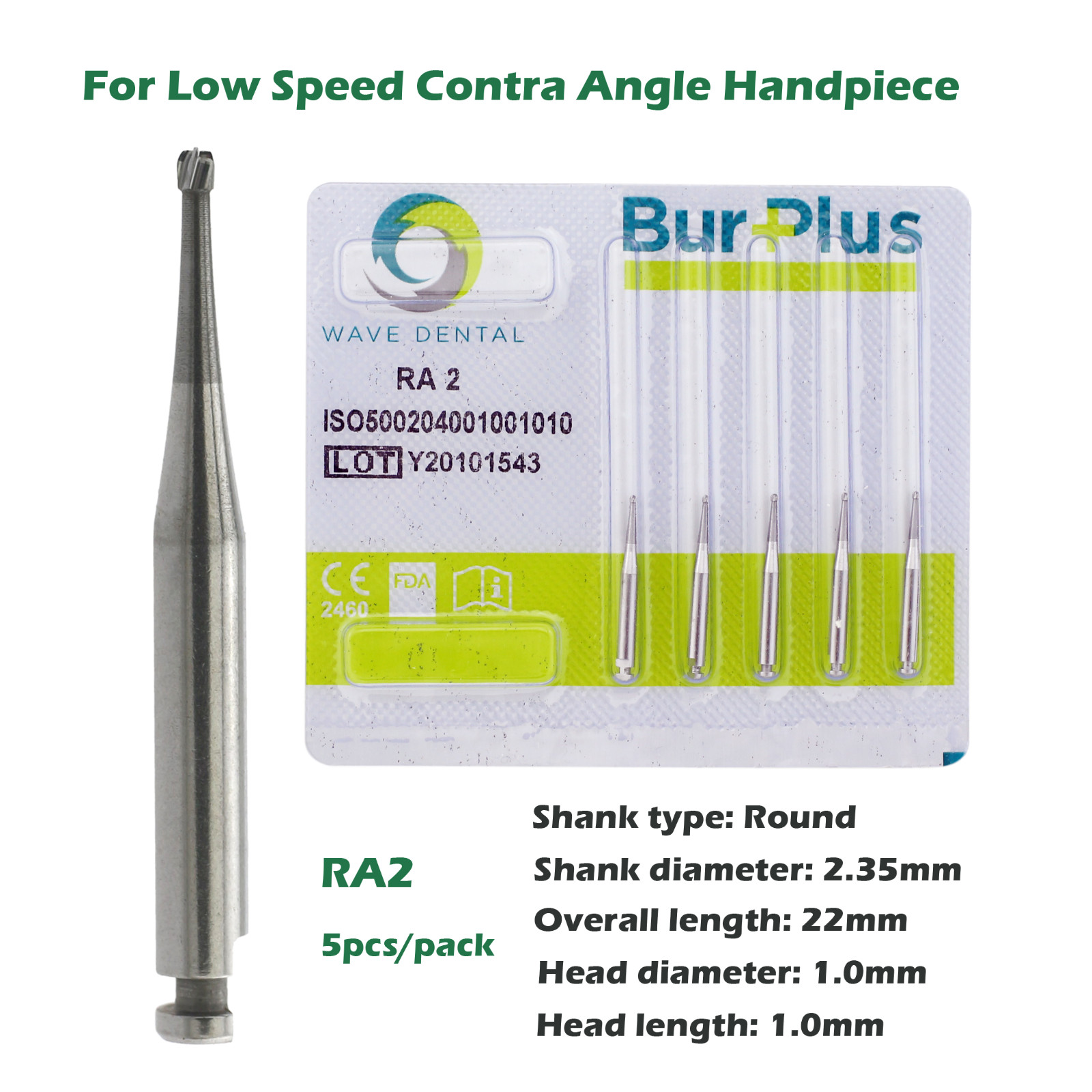 Wave Dental Carbide Bur Round for Slow Speed Latch Handpiece RA 1 2 3 4 5 6 7 8