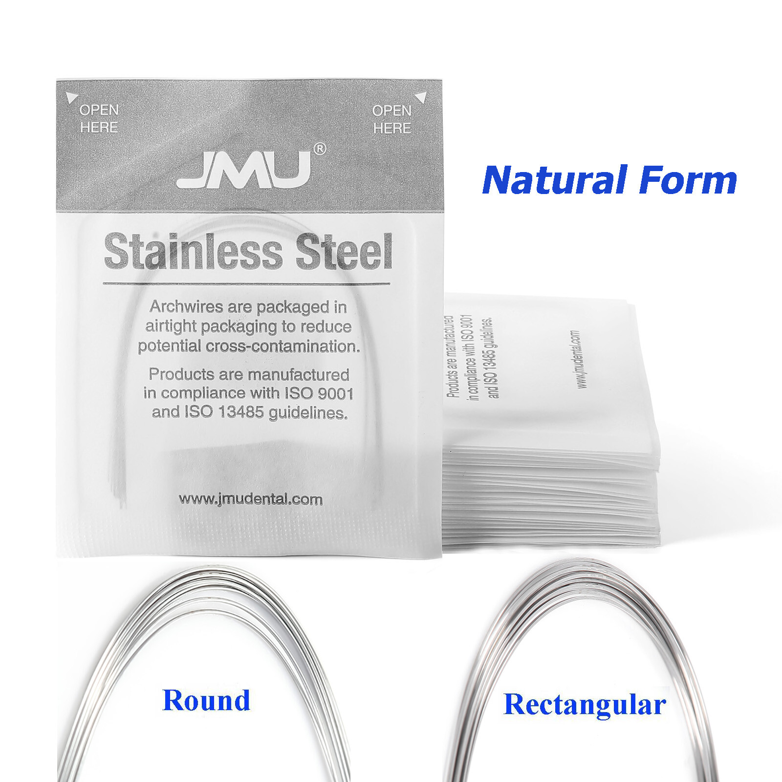 10PCS Ortho Archwire Natural Stainless Steel Form Round Rectangular Full Sizes