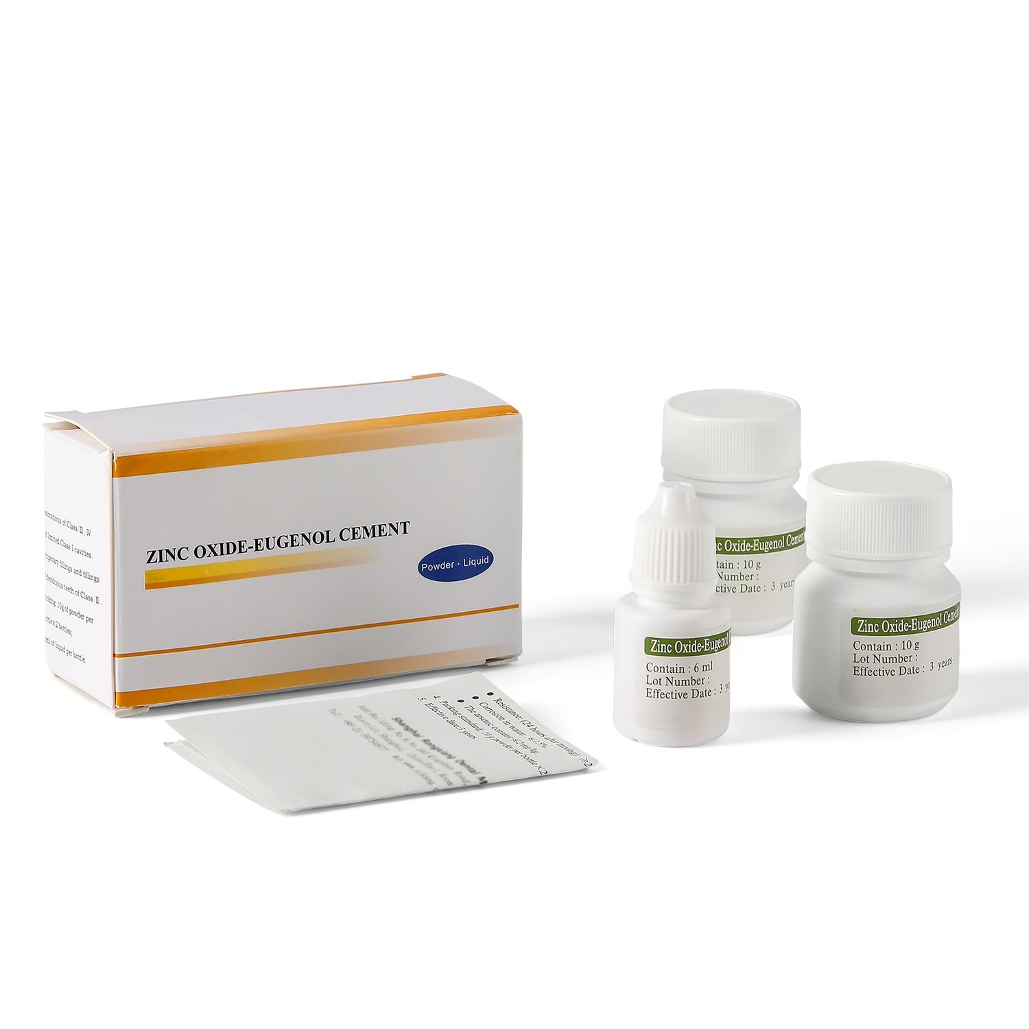 Dental Zinc Oxide Eugenol Cement Kit Self-Curing for Temporary Crowns & Bridges