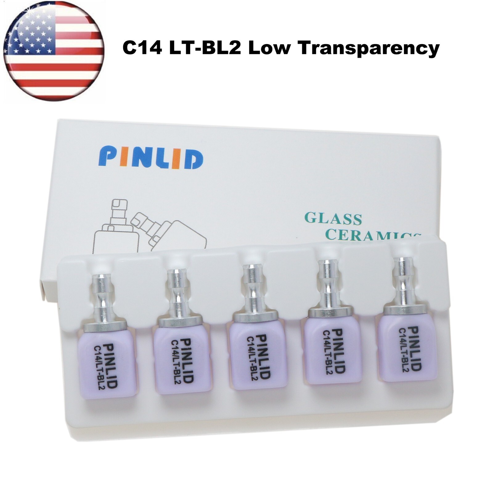 US 5Pcs Dental LT C14 Emax Glass Ceramic Lithium Dislicate Blocks CEREC CAD/CAM