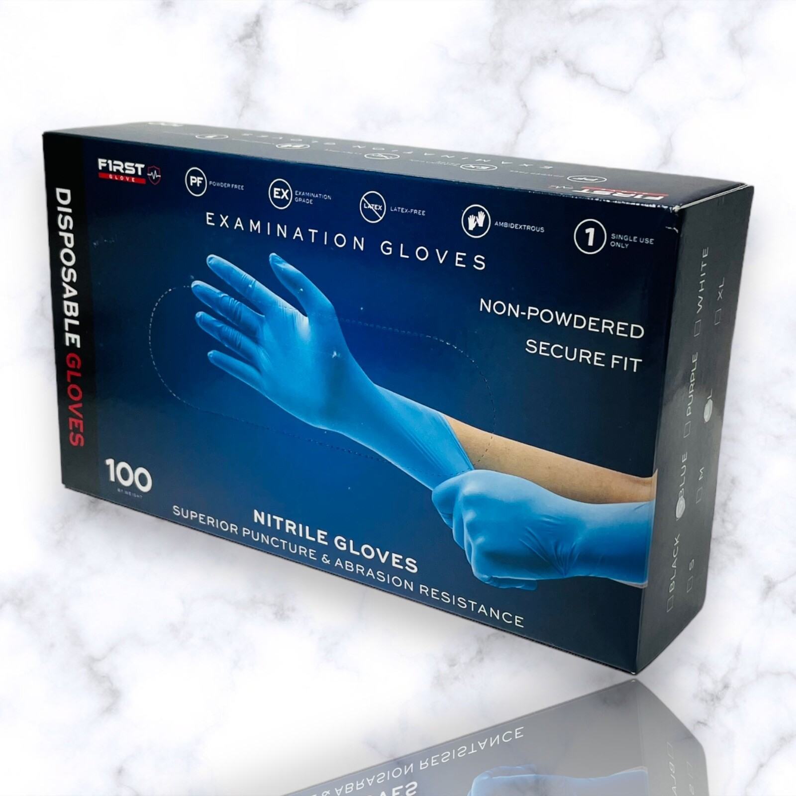 First Glove Blue Nitrile Examination Gloves 3 Mil, Latex Free | Large | 1000