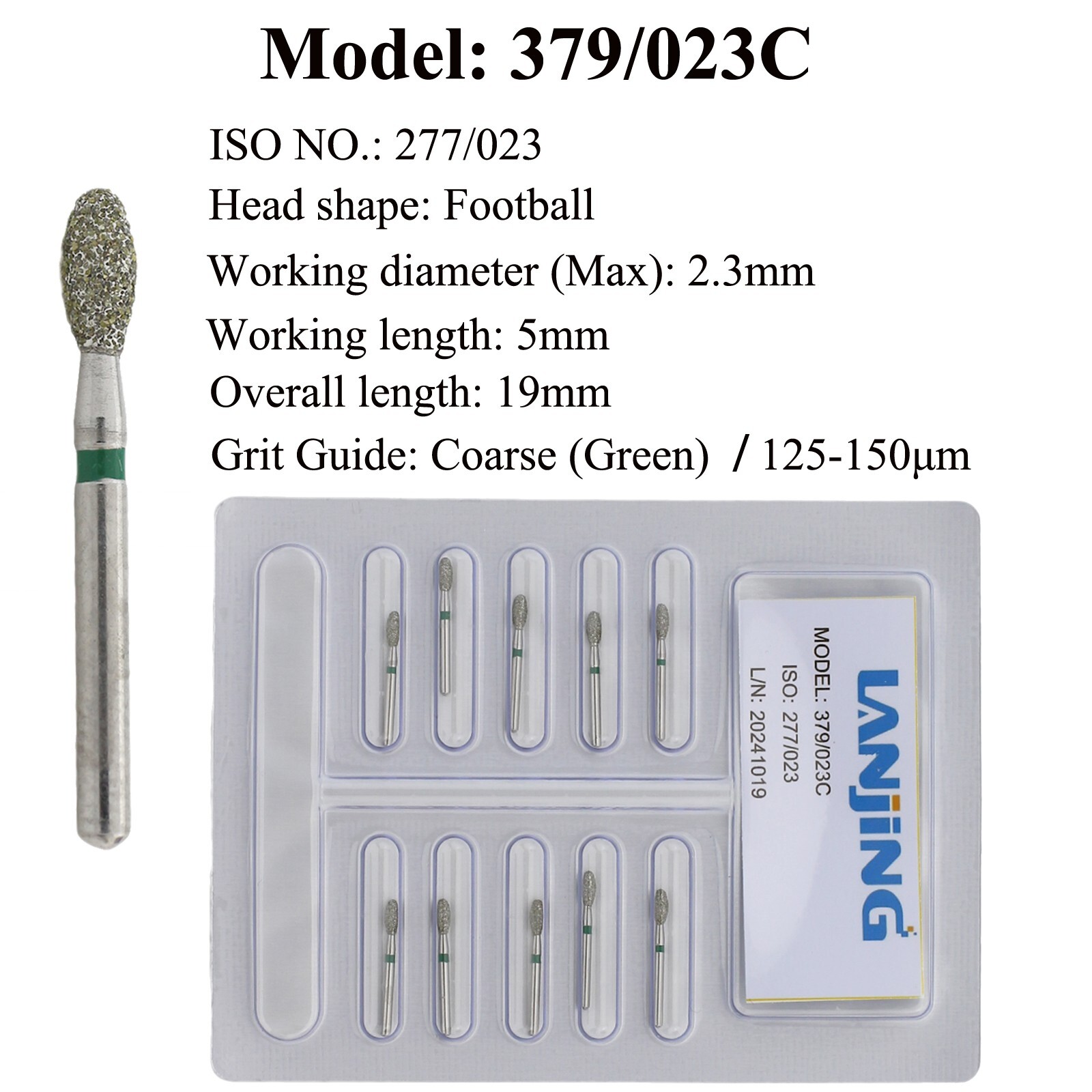 Dental Diamond Burs Egg 379-018 023 FG Burs Super Coarse Extra Fine High Speed