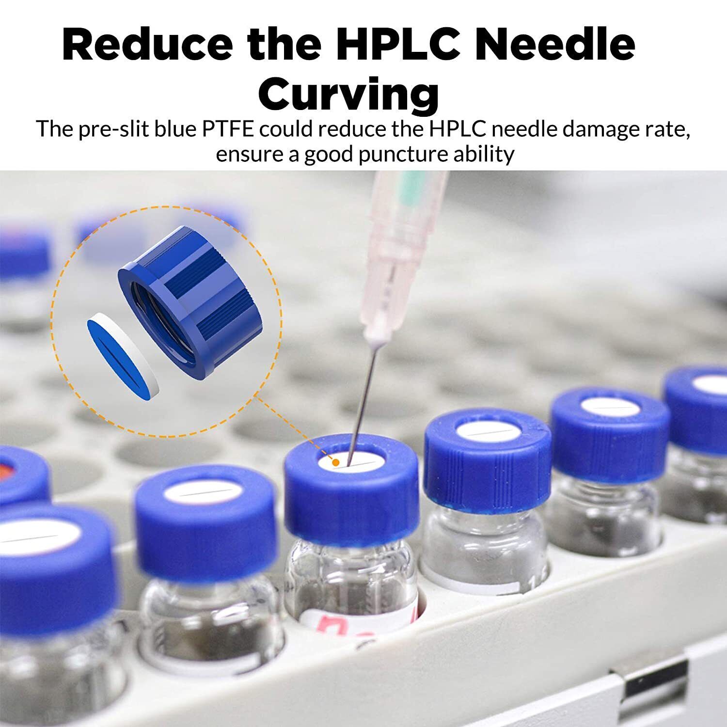 2000pc 2mL Autosampler Clear Vials 9mm Pre-slit Screw Caps Write Spot Graduation