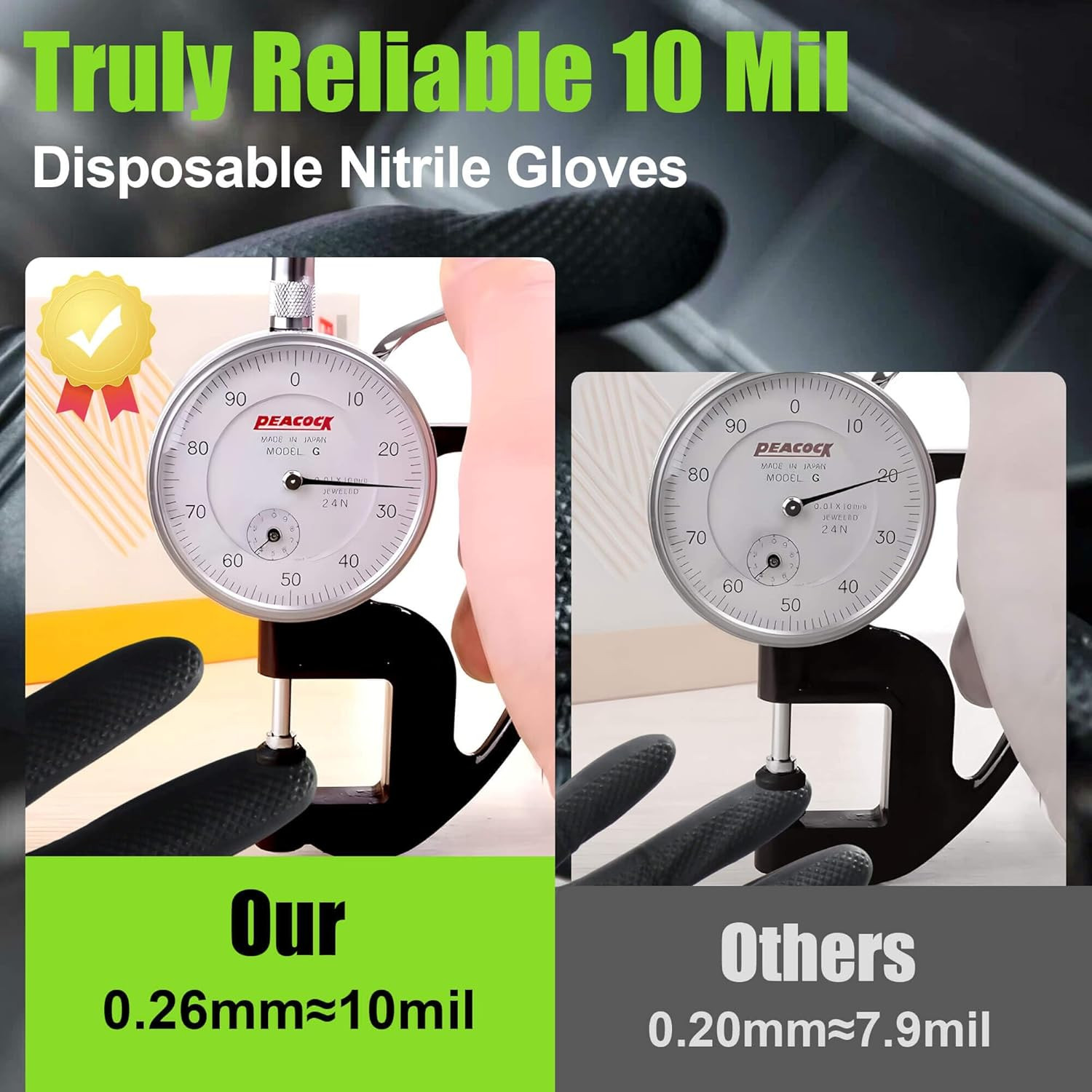 Black Nitrile Gloves 10 Mil, Heavy Duty Disposable Latex Free – Textured Grip fo
