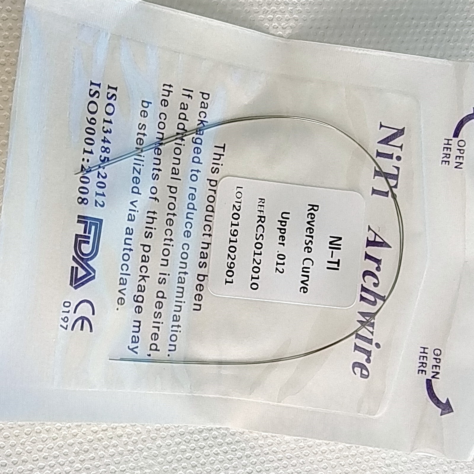 Dental Orthodontic Reverse Curve Arch Wire Niti Super Elastic Round