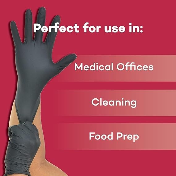 Dealmed Black Nitrile Exam Gloves Disposable Medical First Aid Multi-Purpose