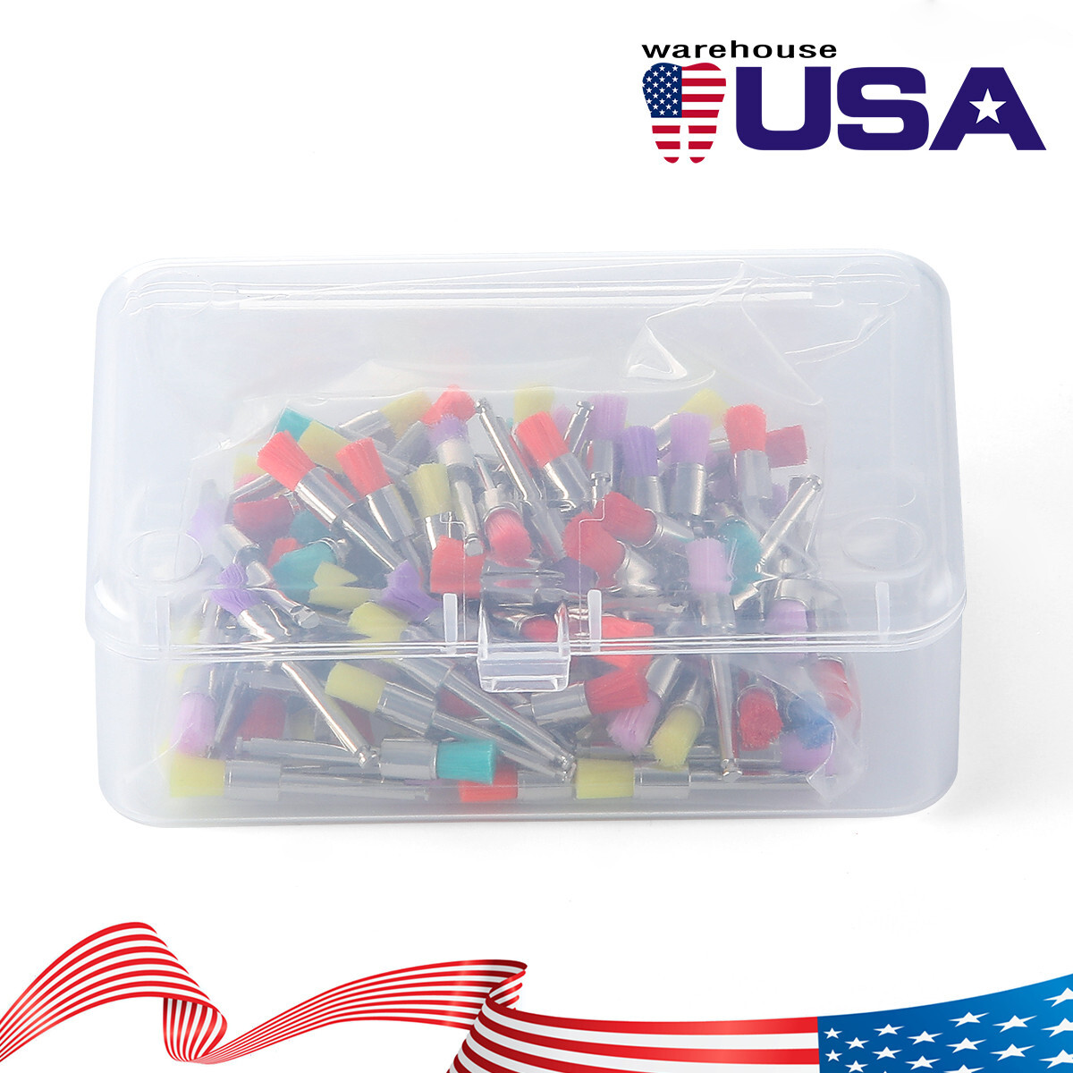 100Pcs/Box Dental Nylon Materials Closure Flat Polishing Prophylaxis Brushes