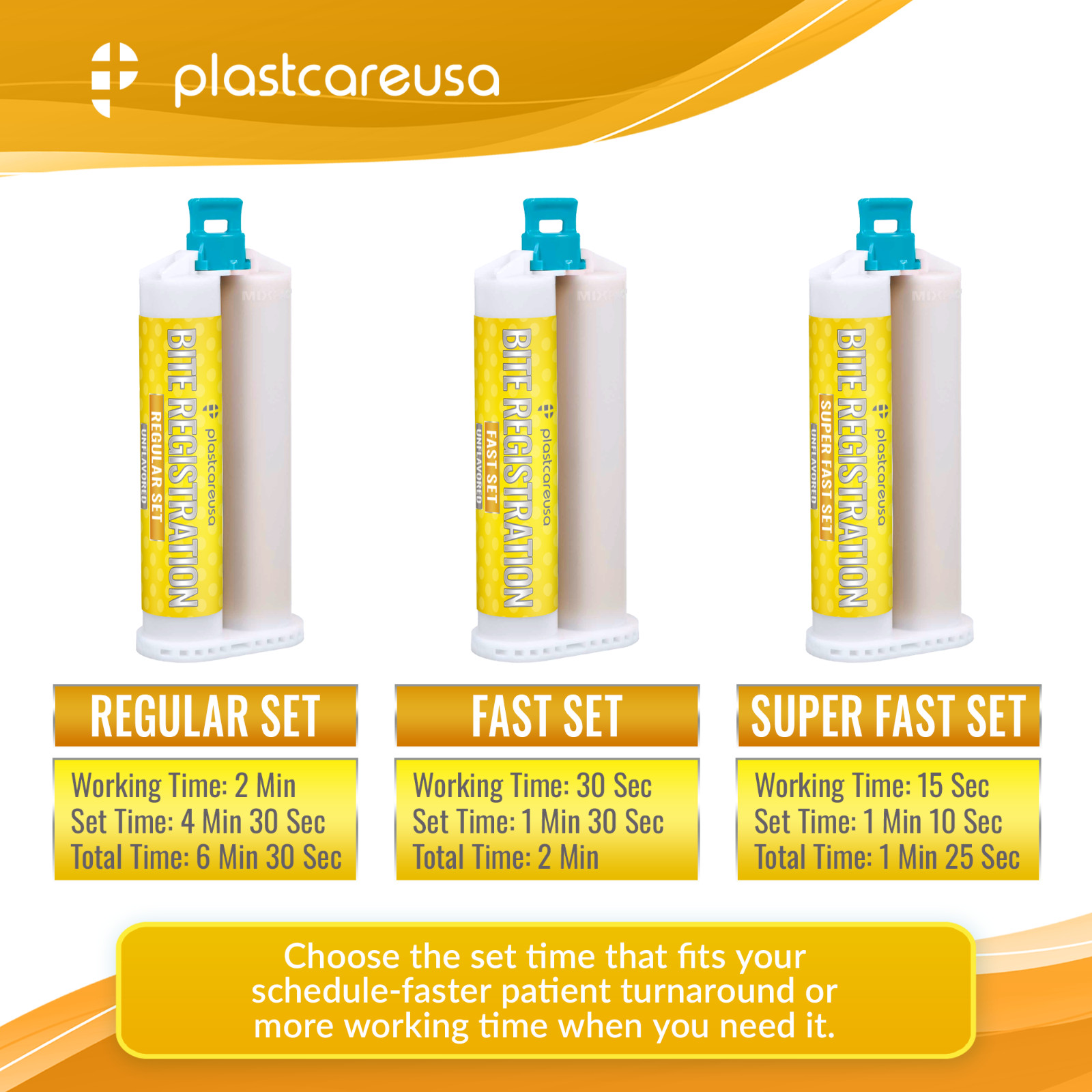 4 X 50ML VPS Bite Registration Material Unflavor FAST Set Cartridges Dental PVS