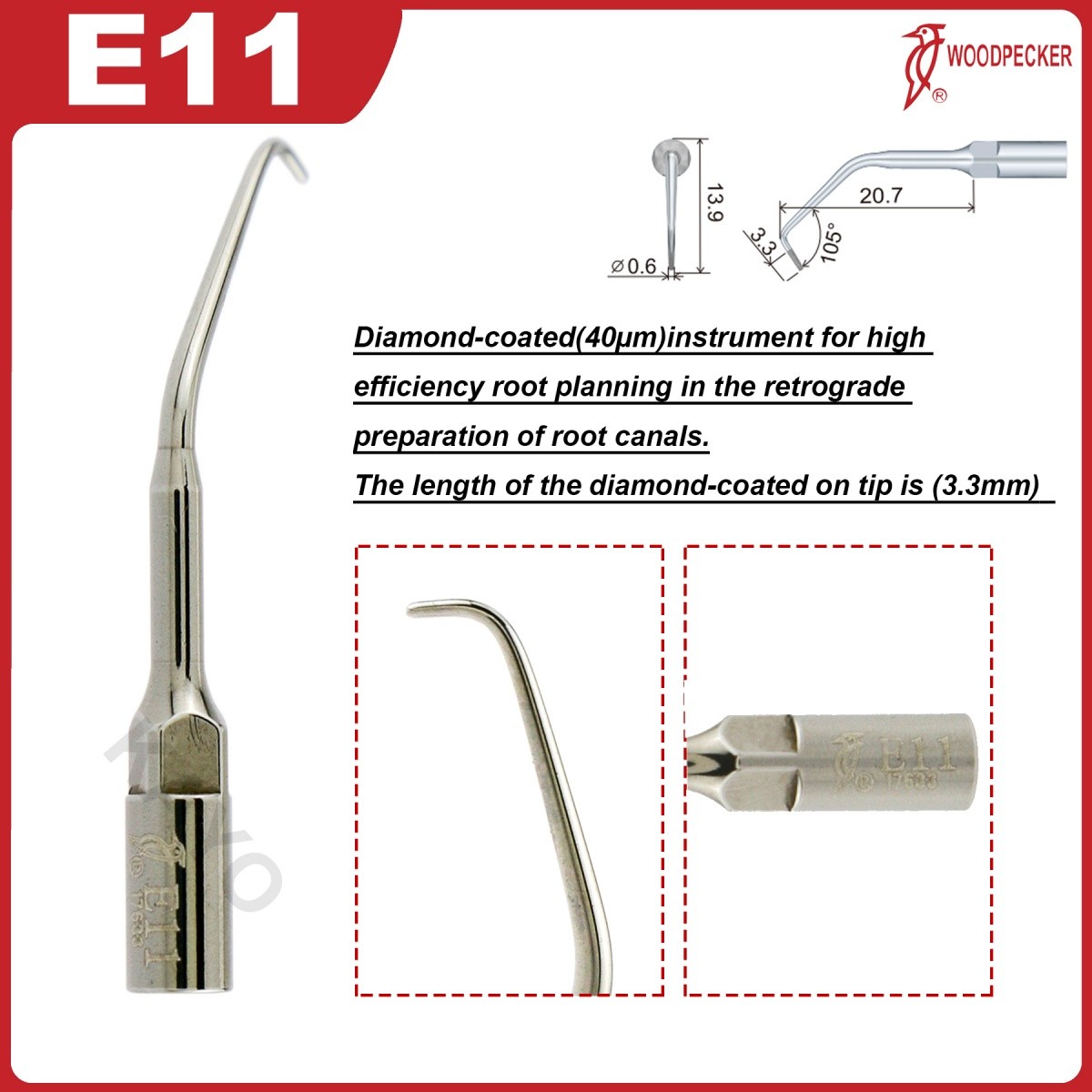 Woodpecker Dental Scaler Tips E Endo treatment tips Fit EMS Ultrasonic Scaler