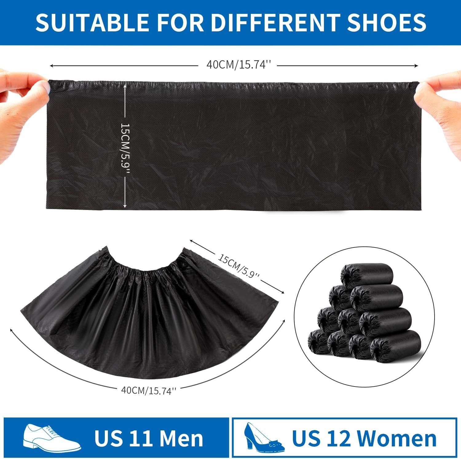 Disposable Shoe Covers 100 Pack Non Slip Waterproof Boot Protectors Indoor Use