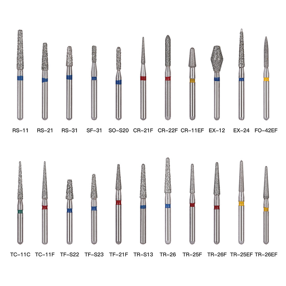 Dental Diamond FG Burs for High Speed Handpiece Friction Grip 1.6mm 100 Types