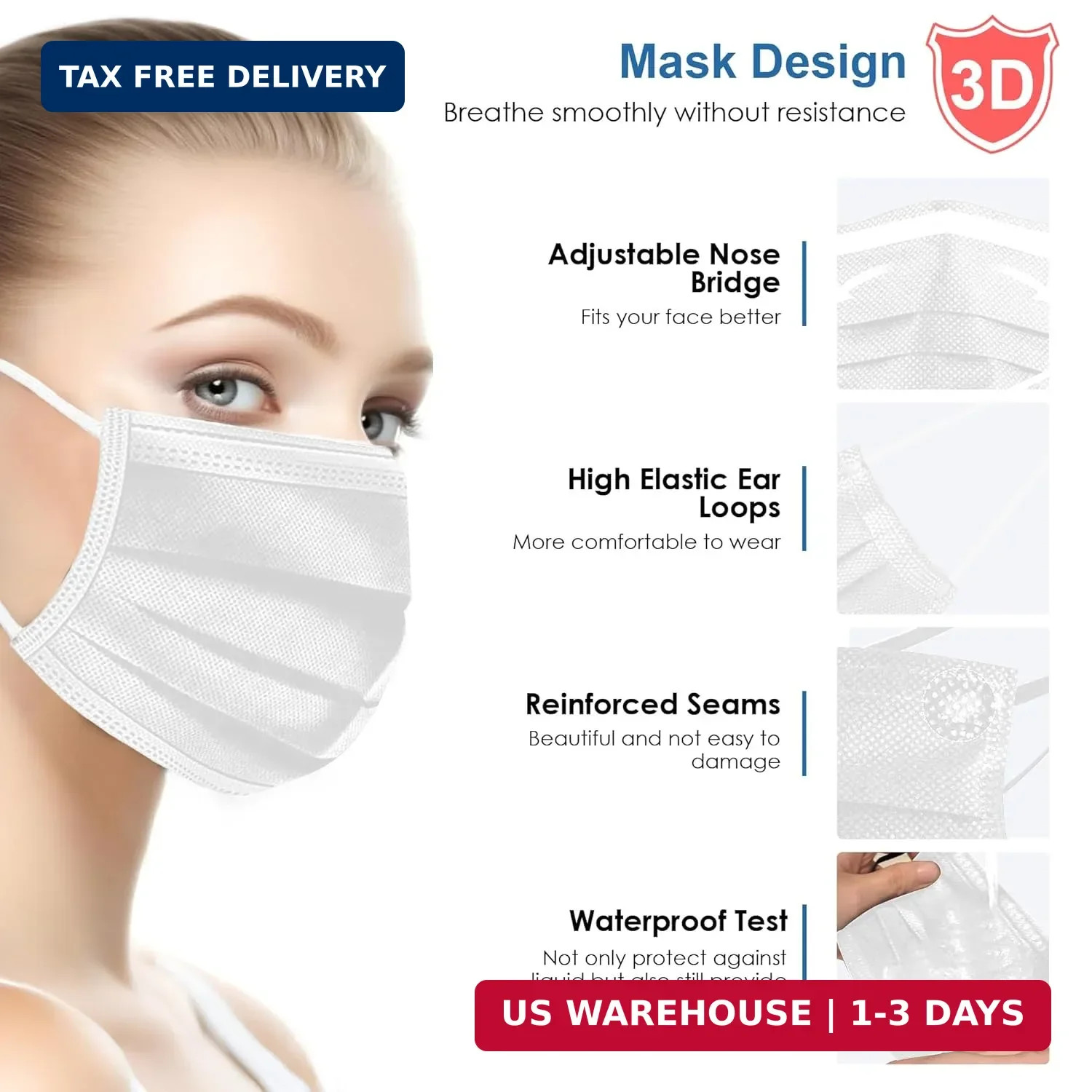 NNPCBT 5 Color Disposable Face Masks 50pcs, Individually Wrapped Masks for Adult