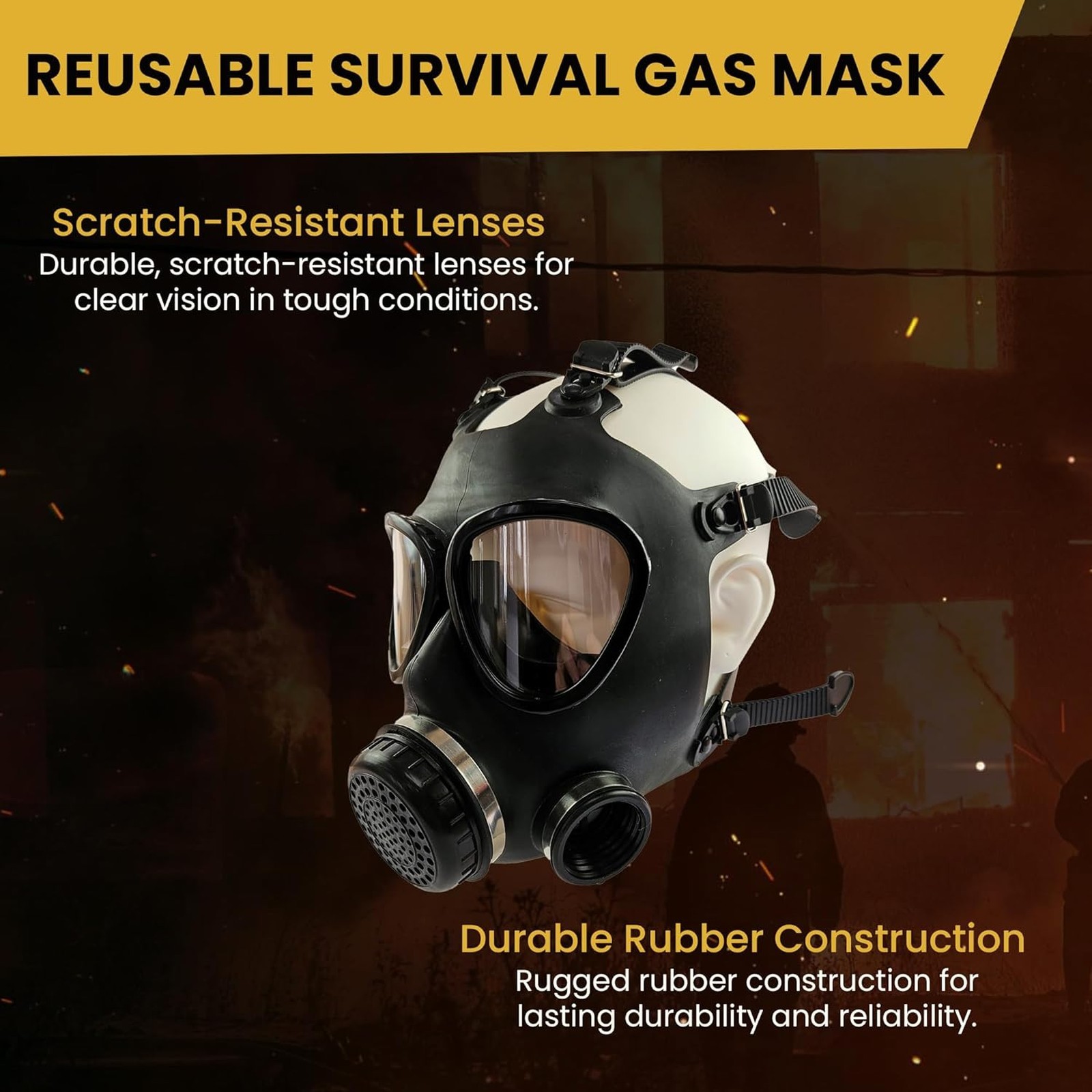 Gas Mask Respirator CBRN Face Mask Tactical Emergency Prep Paintball Halloween
