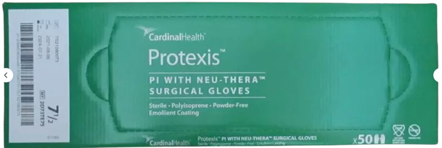 Cardinal Health Protexis PI w/Neu-Thera Powder-Free Sterile Surgical Gloves 7.5
