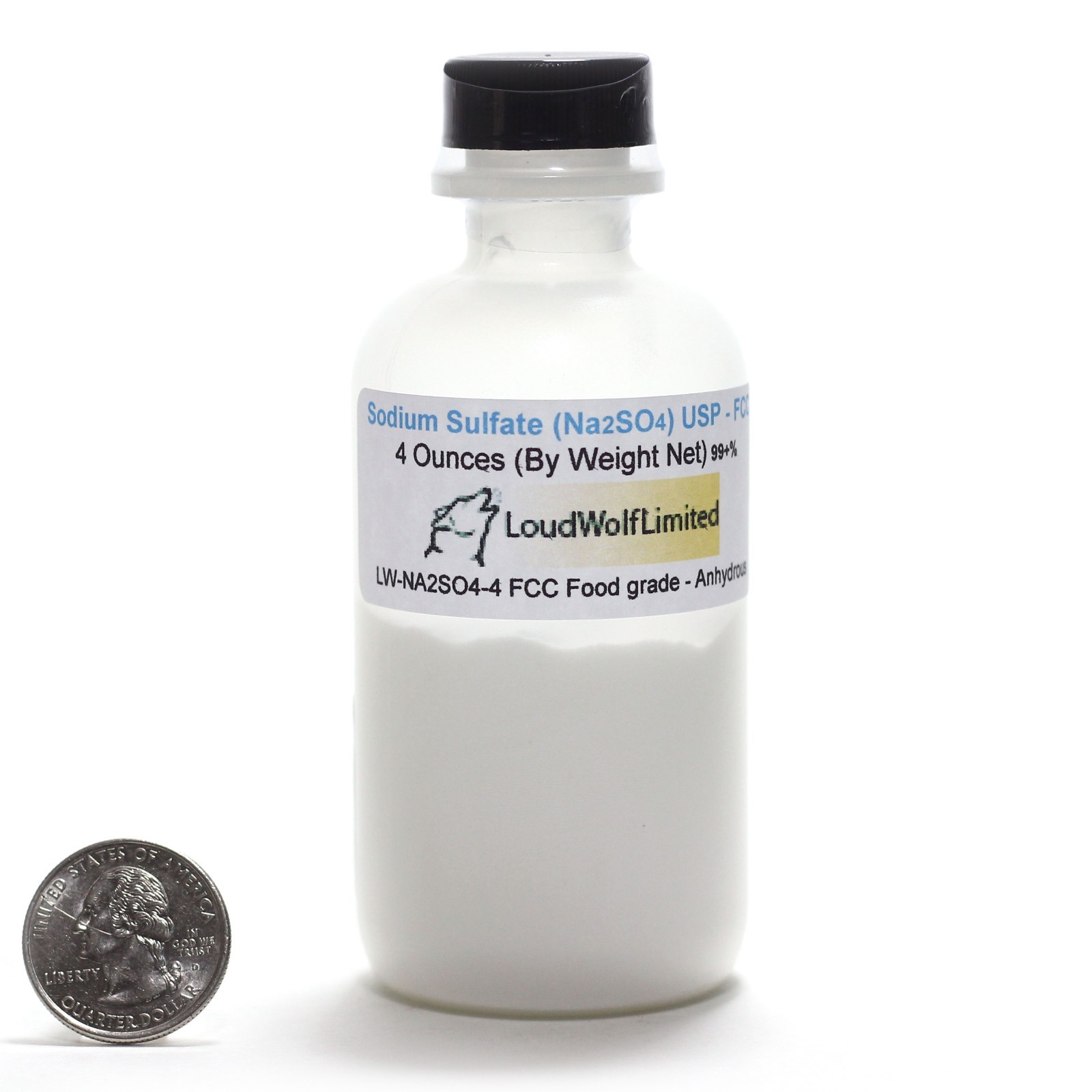 Sodium Sulfate, 4oz, Food Grade 99+% Pure, Sturdy Bottle SHIPS SAME DAY