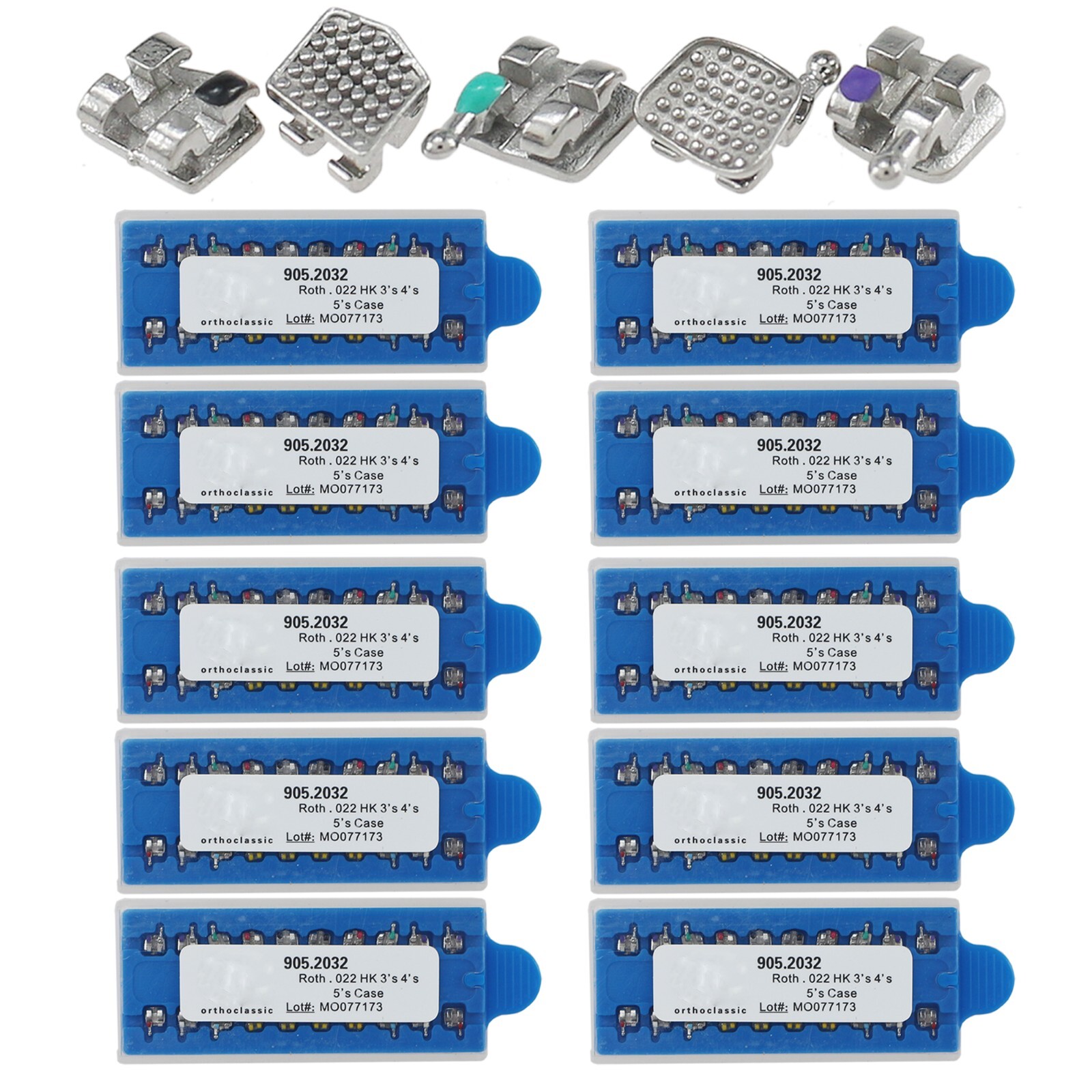 Dental Orthodontic Brackets Brace Metal Mini MIM Roth MBT 022 Slot 345 Hooks 5-5