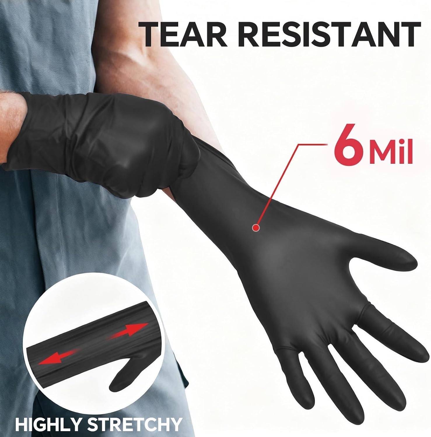 Disposable Black Nitrile Gloves 6 Mil – 1000 pcs for Food Prep & First Aid