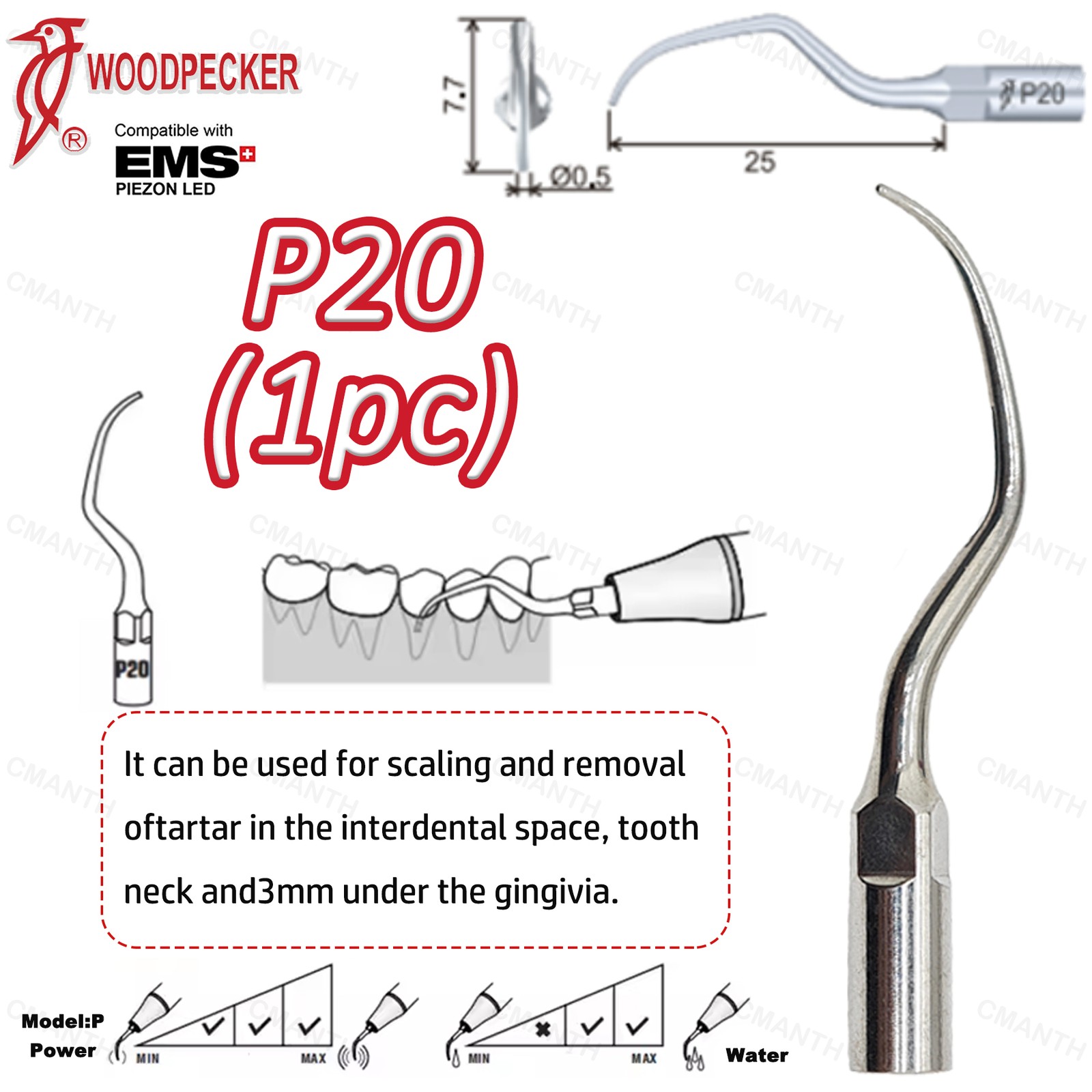 Woodpecker Dental Ultrasonic Scaler Tips Periodontics Tip Fit EMS USD Handpiece