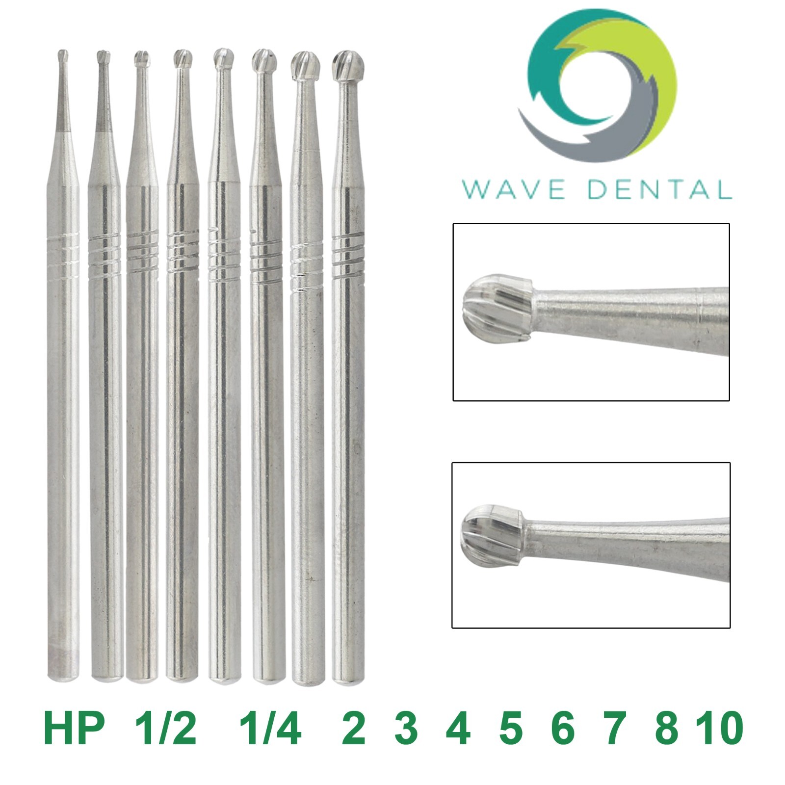 Wave Dental Carbide Straight Handpiece Bur Round HP1/4 1/2 2 4 6 8 10 Low Speed