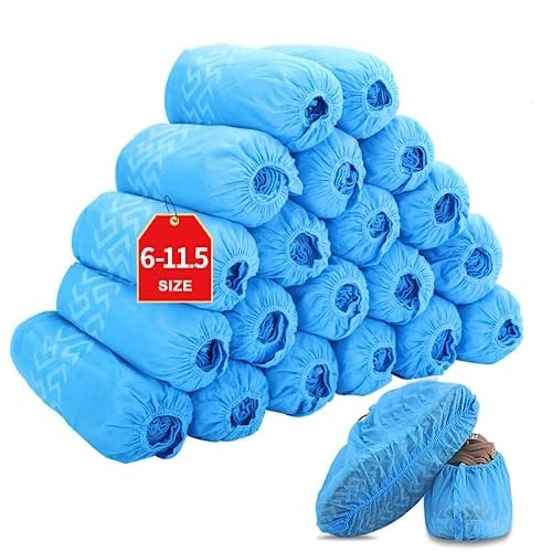 200 Pack (100 Pairs) Disposable Boot & Shoe Covers Non-Slip Durable Indoor Pro