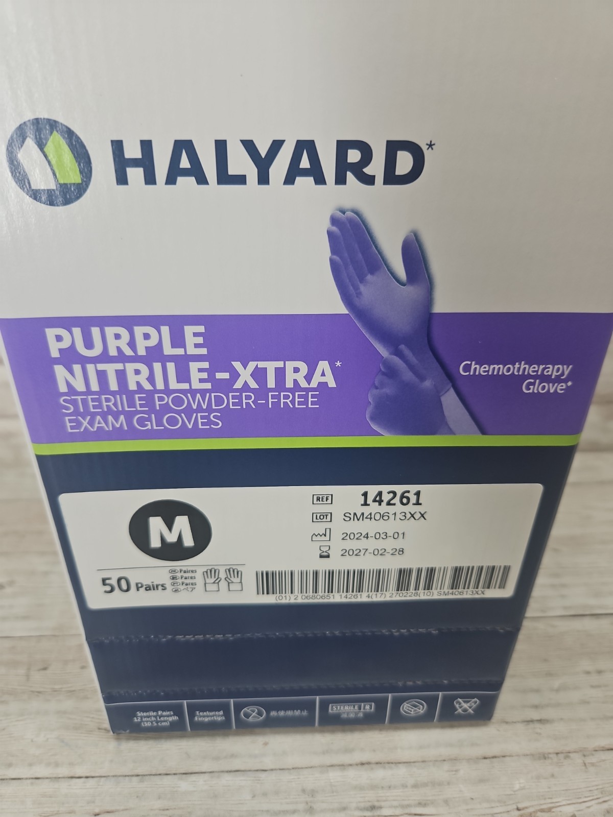 Halyard Purple-XTRA Nitrile Exam Gloves STERILE *1 Box* Size: MEDIUM *Exp: 2/27*