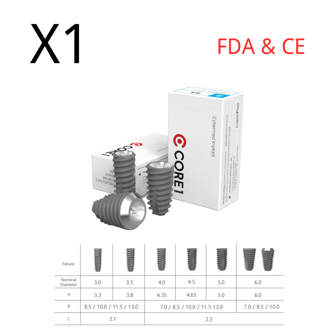 1pcs Cybermed Spiral Internal Hex Self Drilling Fixture for Dental Int Hex RP SP