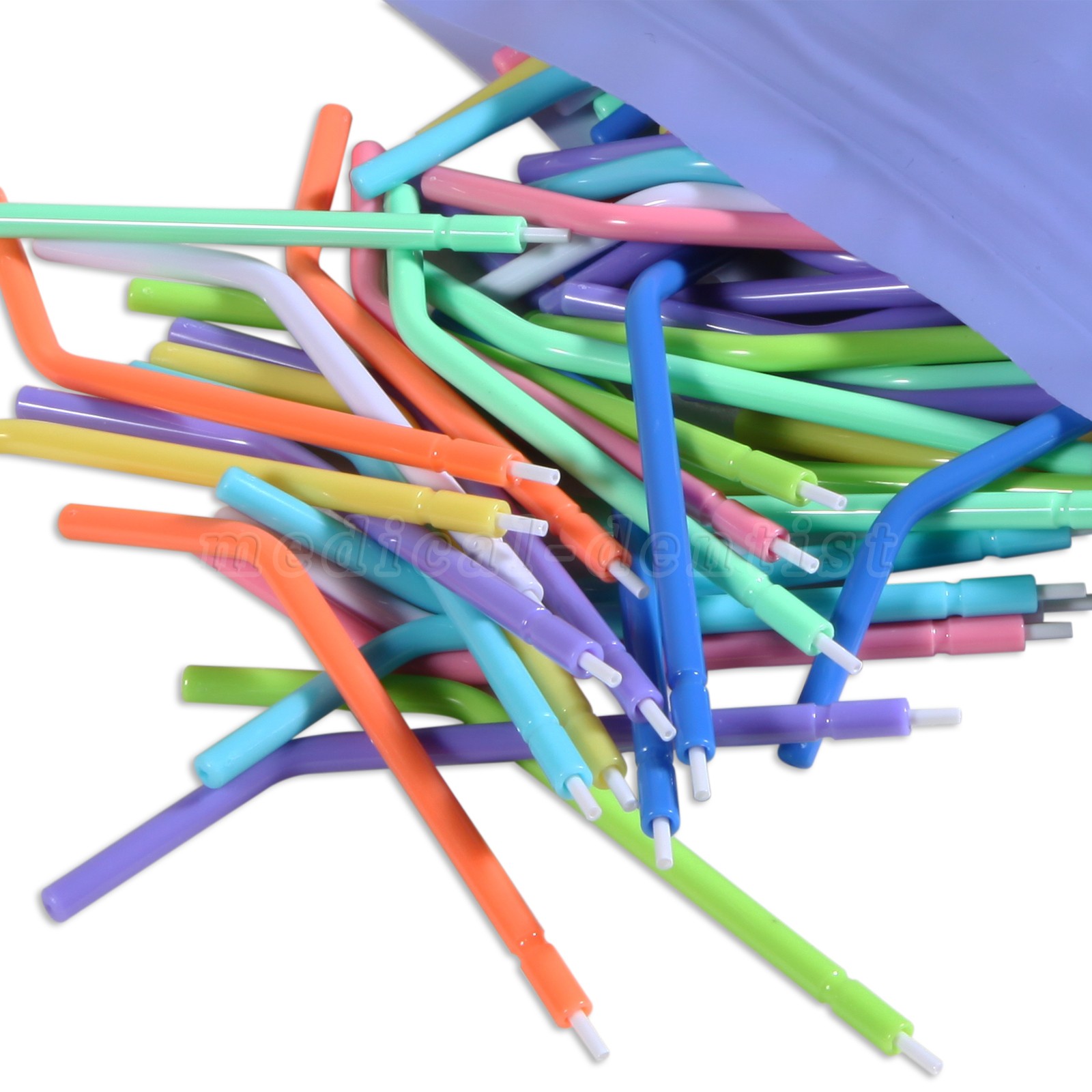 250 Pcs Dental Disposable Air Water Syringe Tips-White Inner Rainbow Outer Tube
