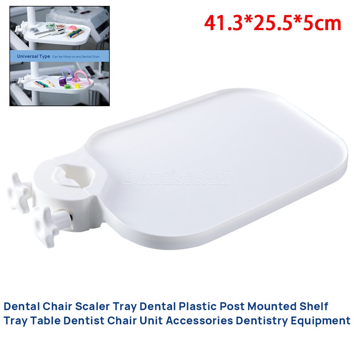 Dental Plastic Post Mounted Tray Table Chair Accessories for Dental Chair White