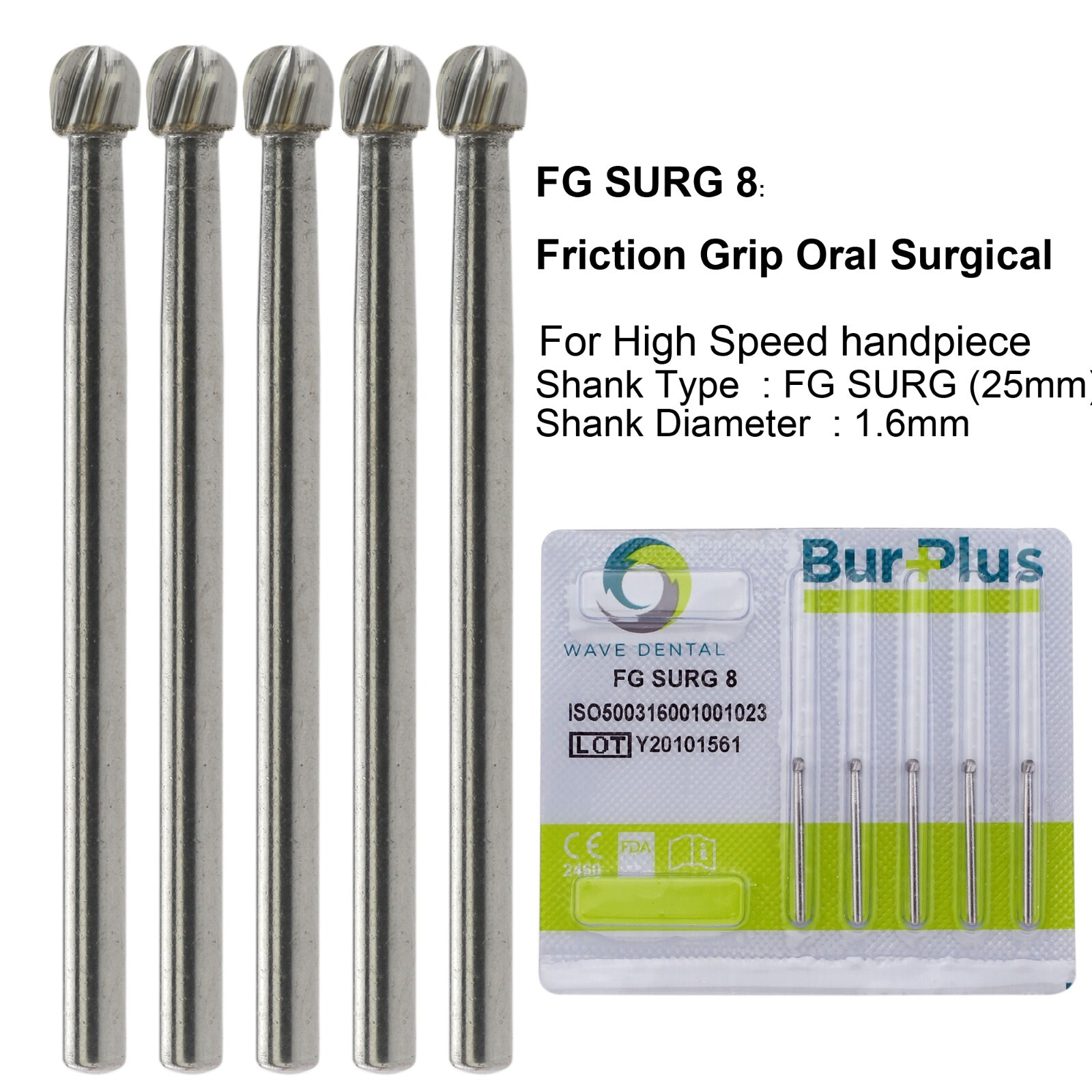 Wave Dental Surgical Burs Round Carbide Surgical Length Bur 25mm FGOS High Speed
