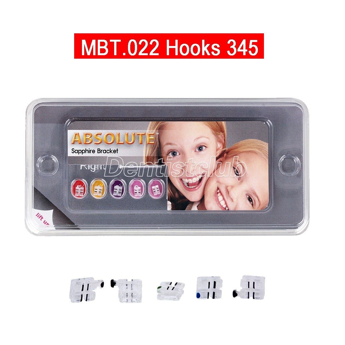 Dental Orthodontic Sapphire Clear Ceramic Braces Brackets MBT.022 Hooks 3 4 5