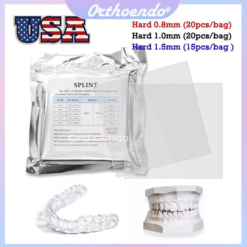Dental Splint Thermoforming Plastic Material Vacuum Forming Hard 0.8mm/1.0/1.5mm