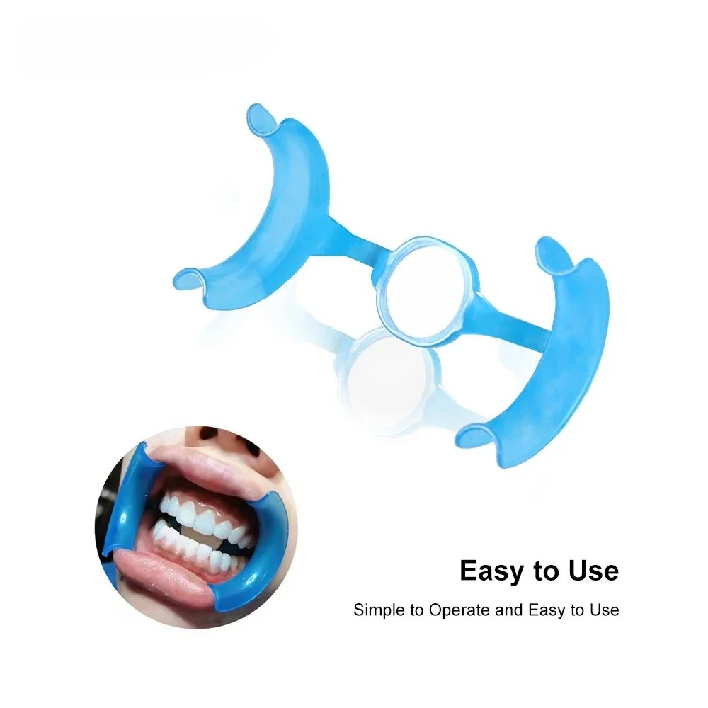 Dental M Type Intraoral Cheek Retractor Lip Mouth Opener w/Mirror Blue 10Pcs/Bag